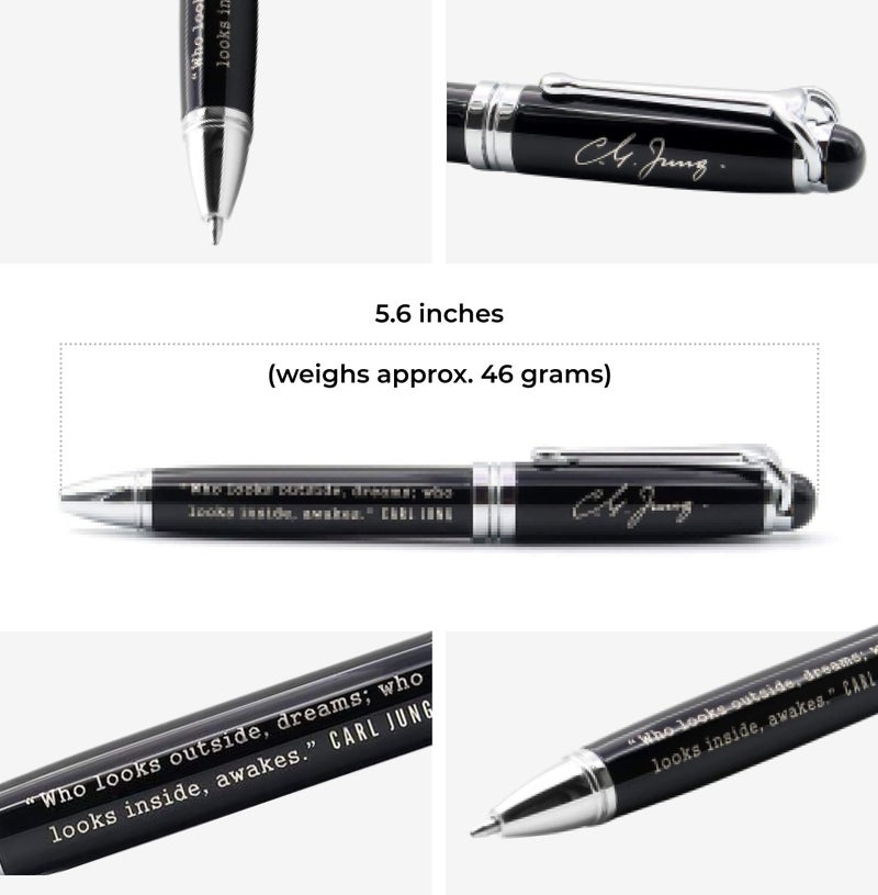Inkstone Carl Jung Engraved Inspirational Quote Pen - Who looks outside, dreams; Who looks inside, awakes. - Psychology Gifts for Psychologists Therapists Counselors Intellectuals - Image 5